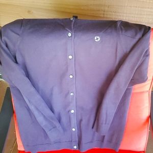 Chase bank blue cardigan